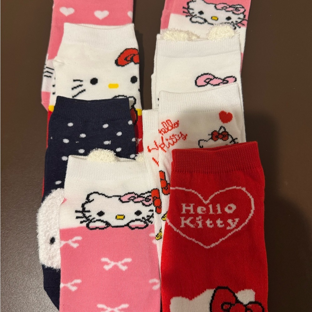 Hello Kitty Pink and Red Socks Set- 8 Pairs